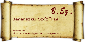 Baranszky Szófia névjegykártya
